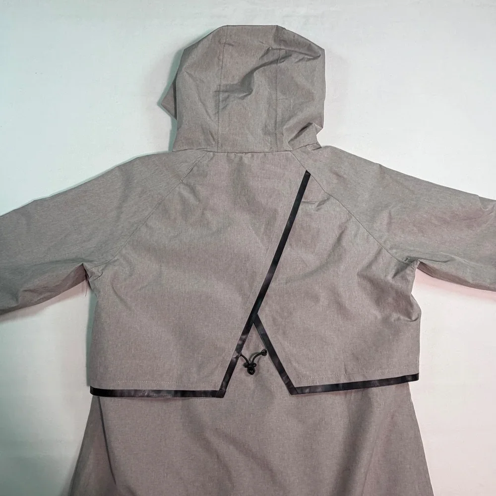 Mondetta Womens Hooded Rain Parka Jacket Taupe Full Zip Mesh Lined Small